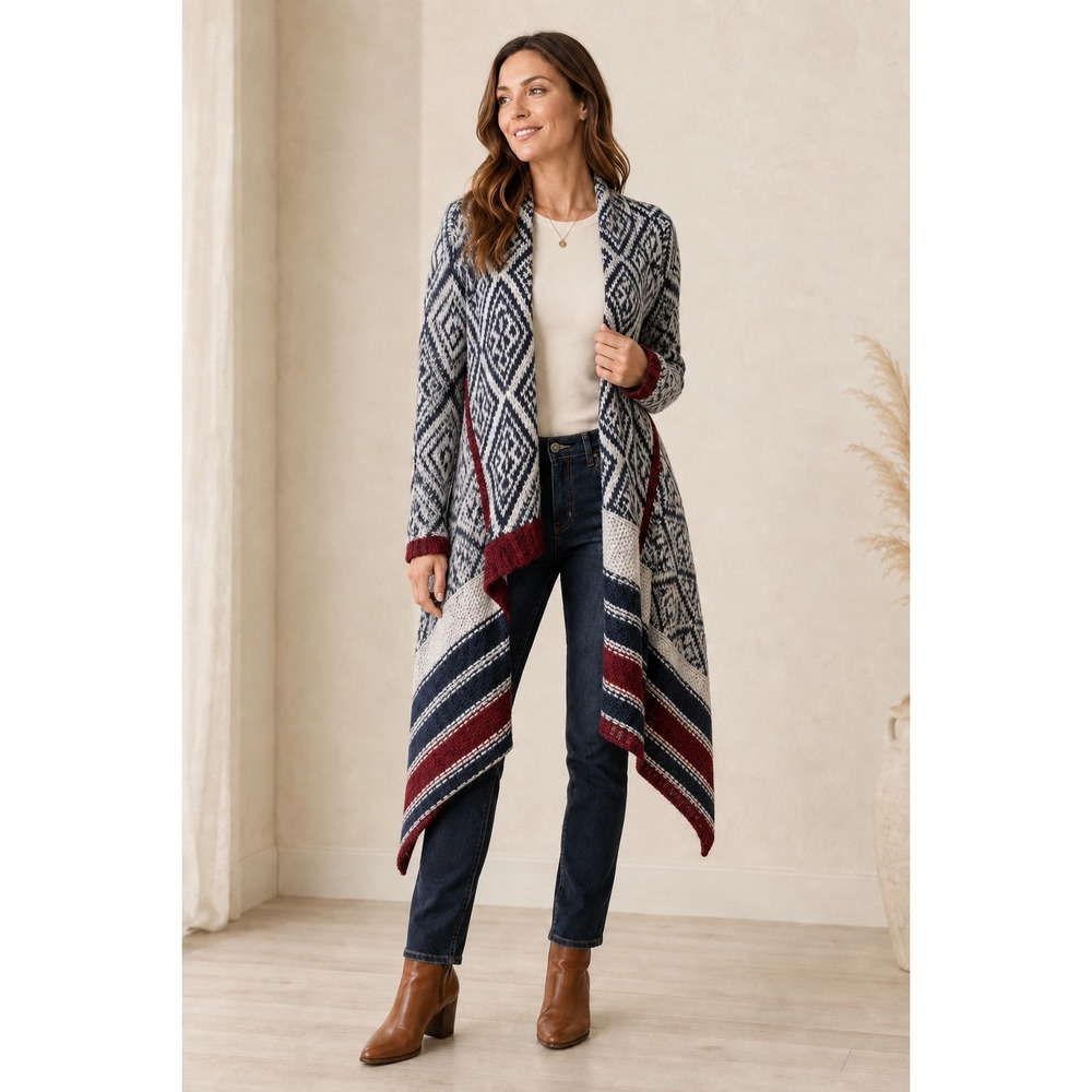 Anthropologie Sleeping on Snow M Wool Blend Fair Isle Duster Cardigan Boho